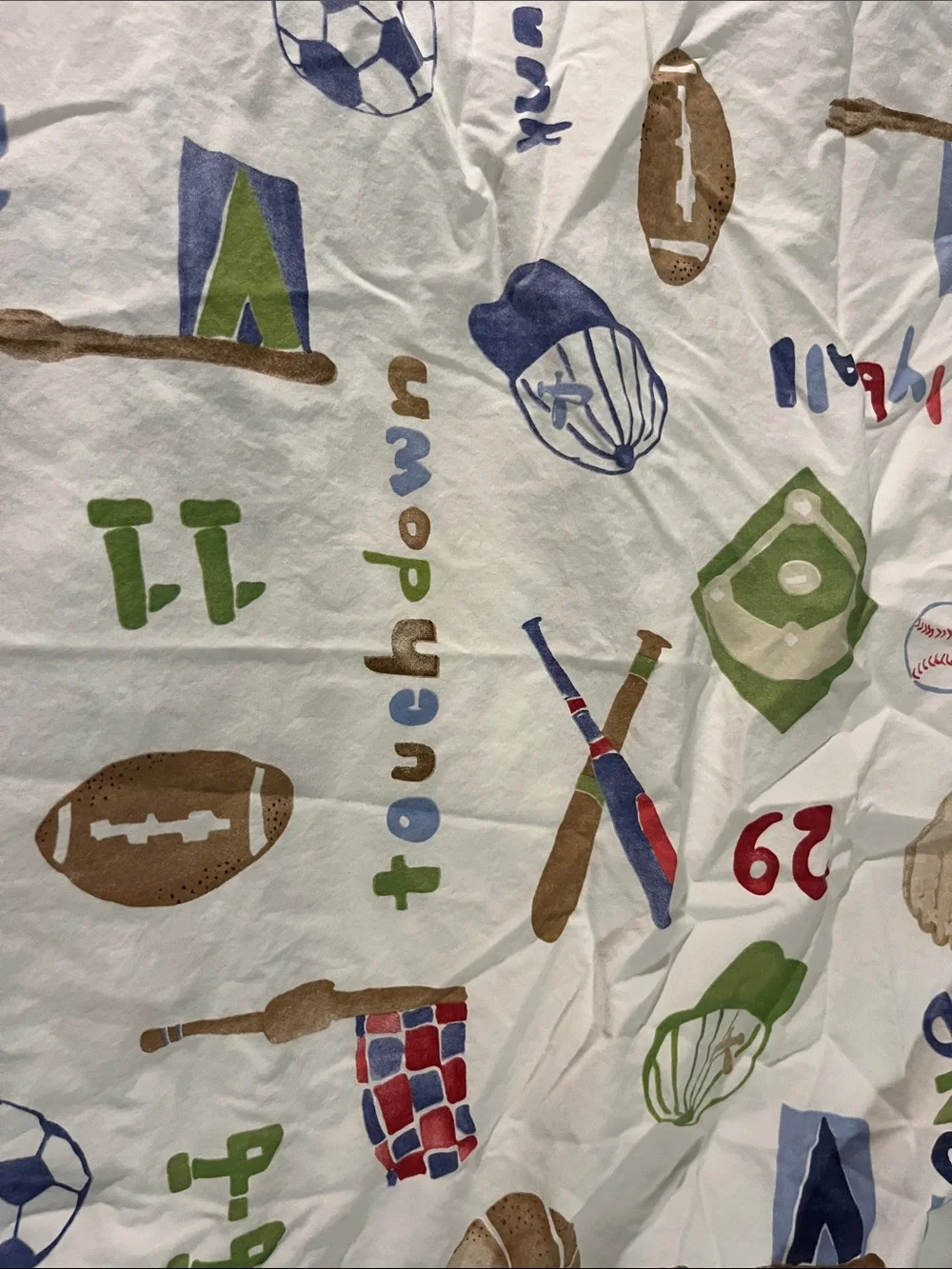 🏈⚽️🏀⚾️ Pottery Barn Kids Fitted Crib Sheet Bedding Football Sports Boys